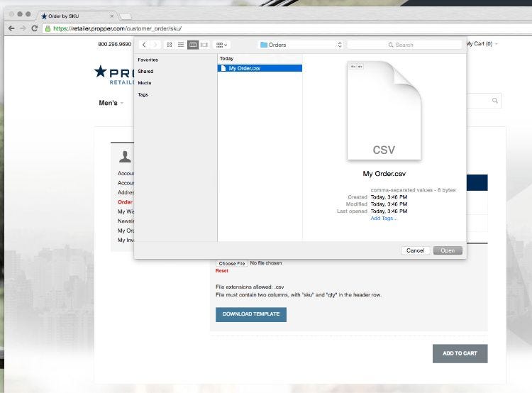 upload CSV